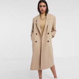ASOS Design + Double-Breasted Longline Coat