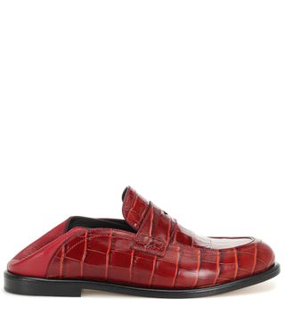 Loewe + Croc-Effect Leather Loafers