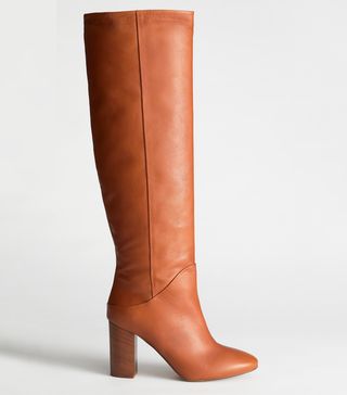 & Other Stories + Chrome Free Tanned Leather Knee High Boots