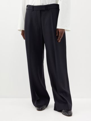 The Row + Roan Pleated Canvas Wide-Leg Trousers
