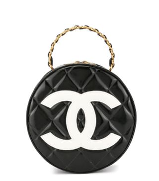Chanel + 1994 Varnished Diamond Quilted Round Tote