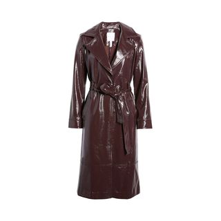 Leith + Faux Patent Leather Trench Coat