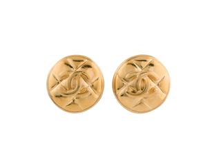Chanel + Vintage Quilted CC Logo Clip-On Earrings