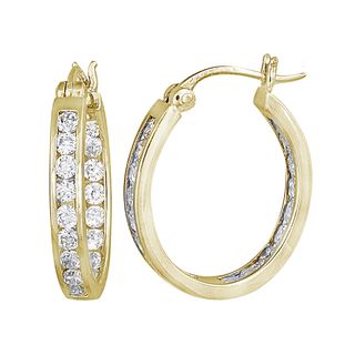 ICZ Stonez + CZ 14kt Yellow Gold over Sterling Silver Hoop Earrings
