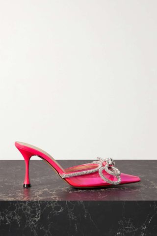 Mach & Mach + Double Bow Crystal-Embellished Neon Pvc Mules