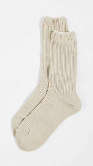 Madewell + Ribbed Cuff Metallic Ankle Mid Socks