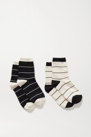 Leset + Kelly Set of Two Striped Stretch-Knit Socks