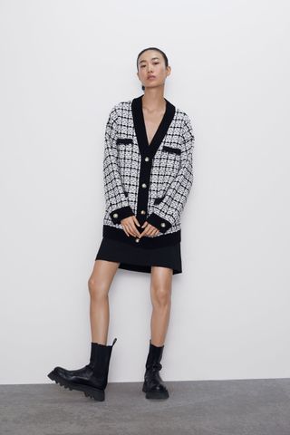 Zara + Oversized Tweed Cardigan