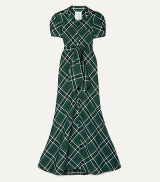 Rosie Assoulin + Belted Checked Woven Maxi Dress