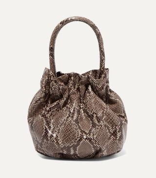Staud + Grace Snake-Effect Glossed-Leather Tote
