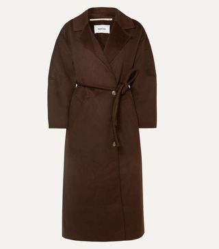 Nanushka + Loane Oversized Belted Wool and Silk-Blend Coat