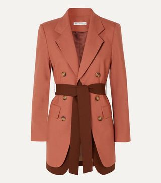 Rejina Pyo + Elliot Belted Double-Breasted Layered Wool Blazer