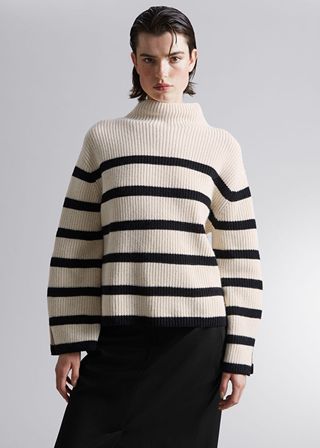 & Other Stories + Oversized Mock Neck Striped Sweater