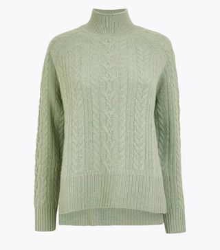 Marks and Spencer + Pure Cashmere Relaxed Fit Cable Knit Jumper