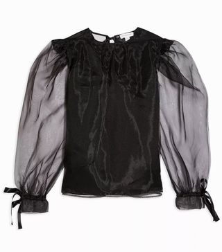 Topshop + Organza Blouse With Bow Detail