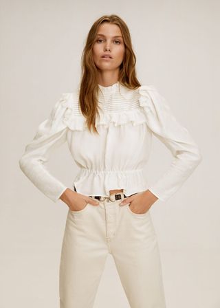 Mango + Ruffled Cotton Blouse