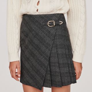 Maje + 119JINDA Pleated Short Skirt With Checks