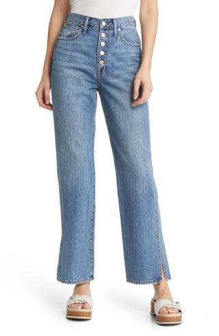 Madewell + The Perfect Vintage Side Slit High Waist Straight Leg Jeans