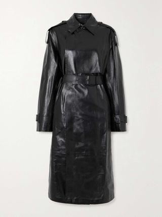 Mackage + Adriana Double-Breasted Belted Leather Trench Coat