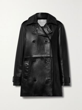 Veronica De Piante + Charlotte Double-Breasted Leather Trench Coat