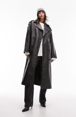Topshop + Faux Leather Trench Coat