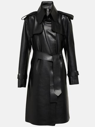 Norma Kamali + Faux Leather Trench Coat