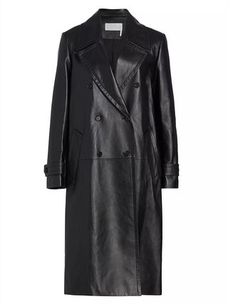 Chloé + Double-Breasted Leather Trench Coat