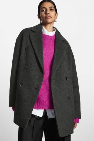 COS + Double-Breasted Short Wool-Blend Coat