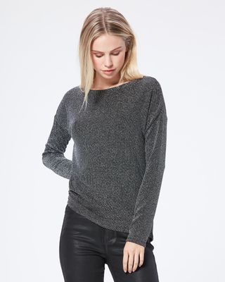 PAIGE + Celeste Top in Black With Silver Metallic