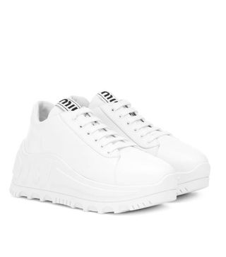 Miu Miu + Leather Flatform Sneakers