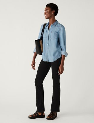 M&S Collection + Magic Shaping High Waisted Slim Flare Jeans