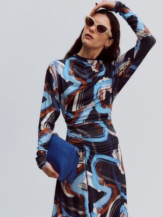 Jigsaw + Painted Abstract Ruched Jersey Dress
