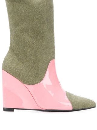 Leandra Medine + Color-Block Wedge Boots
