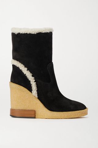 Tod's + Shearling-Trimmed Boots