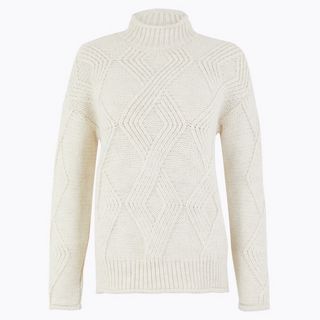 Marks & Spencer + Argyle-Knit Jumper in Cream