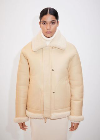 Mango + Reversible Leather and Fur-Effect Coat
