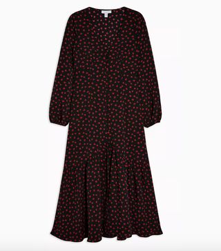 Topshop + Rose Button V-Neck Midi Dress