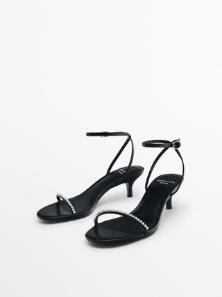 Massimo Dutti + High Heel Sandals With Rhinestones