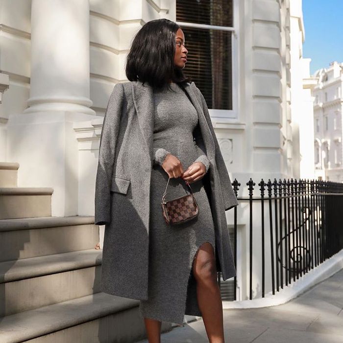 grey wool dress outfit Grey Sweater Dresses
