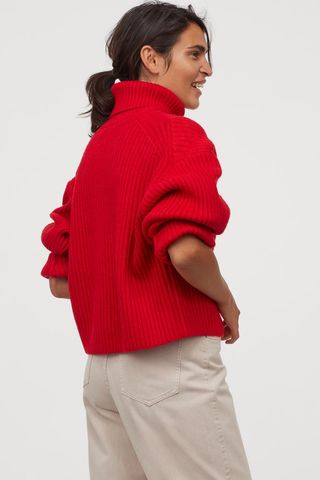 H&M + Ribbed Polo-Neck Jumper
