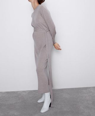 Zara + Wool Dress With Tie