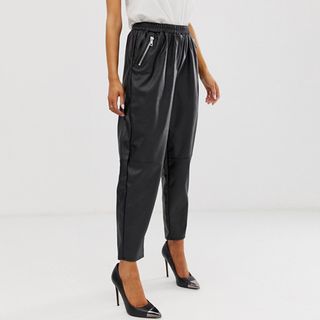 ASOS Design + Tapered Leather Look Pants