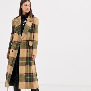 ASOS Design + Check Maxi Coat