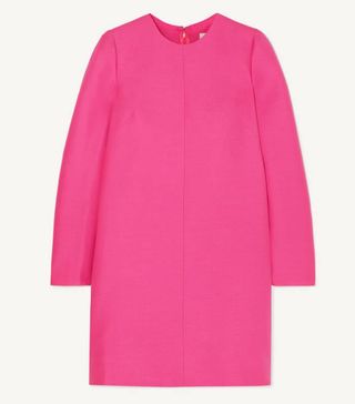 Valentino + Pleated Wool and Silk-Blend Grain de Poudre Mini Dress