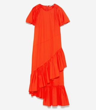 Zara + Ruffled Dress With Voluminous Sleeves