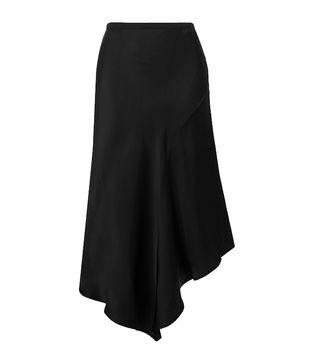 Anine Bing + Bailey Asymmetric Silk-Satin Midi Skirt