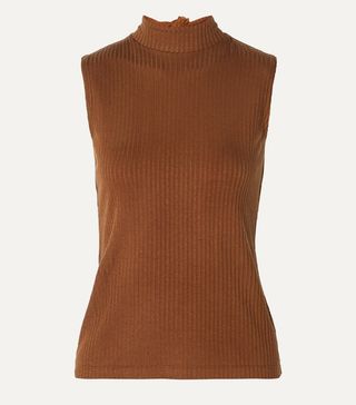 Rejina Pyo + Rebecca Tie-Neck Ribbed Stretch-Tencel Jersey Top