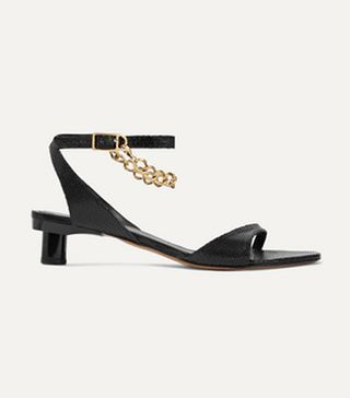 Tibi + Nathan Chain-Embellished Snake-Effect Leather Sandals