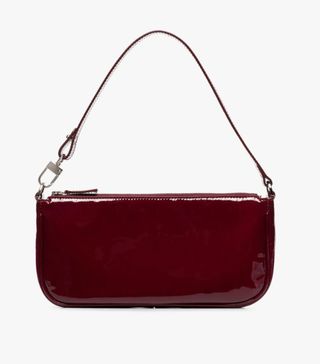 By Far + Burgundy Rachel Patent Leather Shoulder Bag
