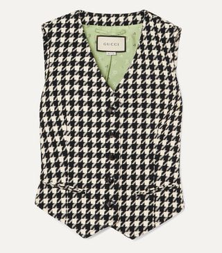 Gucci + Houndstooth Wool and Cotton-Blend Vest